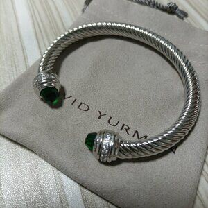 David Yurman Cable Classics Color Bracelet with Prasiolte and Pavé Diamonds,7mm,